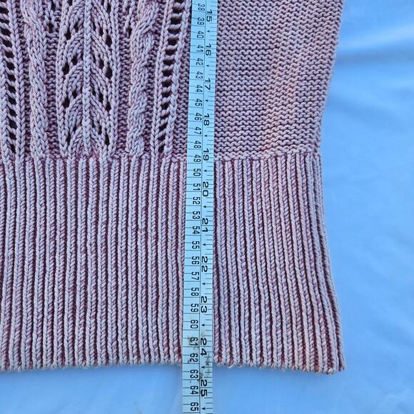 WHBM Women Boho Coquette Romantic Dusty Pink Lace Ruffle Open Knit Sweater Top M - Picture 11 of 11